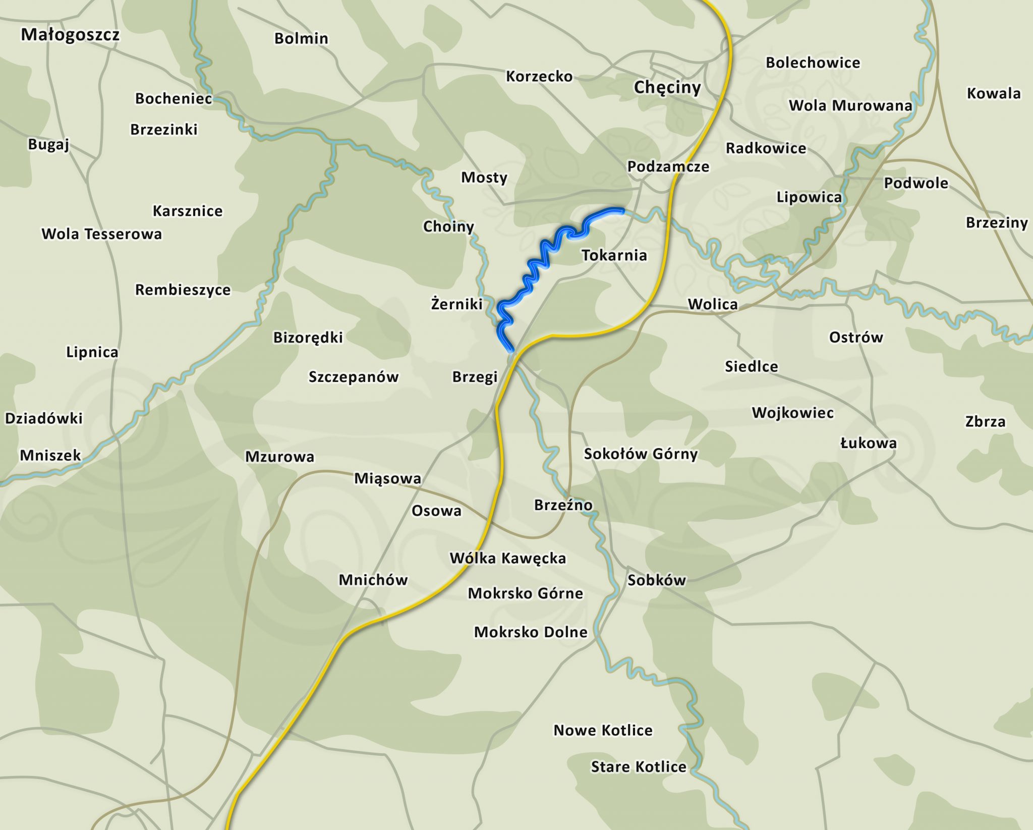 Trasa spływu kajakowego:: Tokarnia – Brzegi